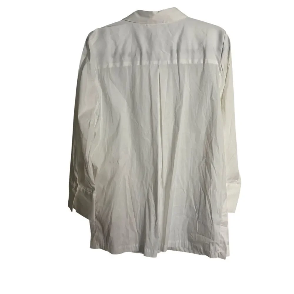 NWT Chico’s Poplin RUFFLE FRONT TUNIC White